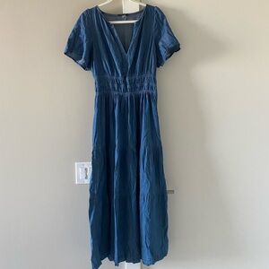Tommy Hilfiger Chambray Maxi Tiered Dress Size 12 Western Rodeo Vacation
